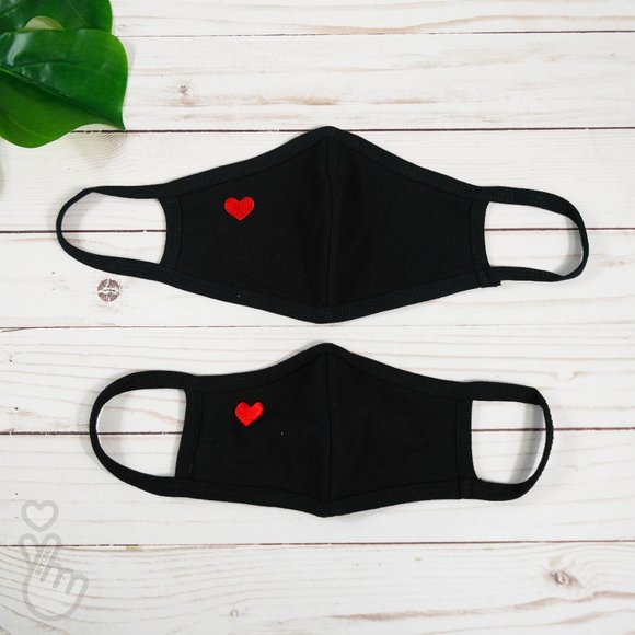 2 PACK KID ADULT COTTON FACE MASK TINY HEART KPOP - Picture 1 of 2